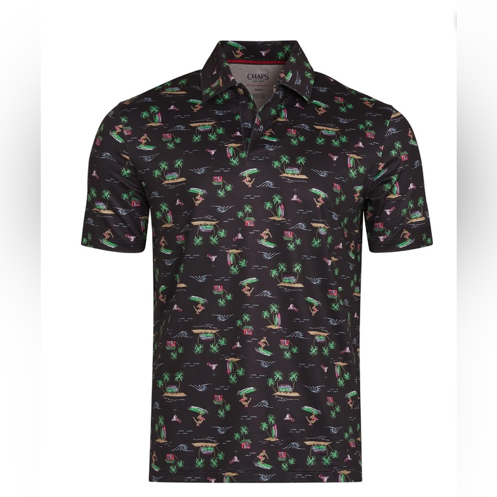 Chaps Men's & Big Men's Holiday & Christmas Printed Stretch Performance Polos Si